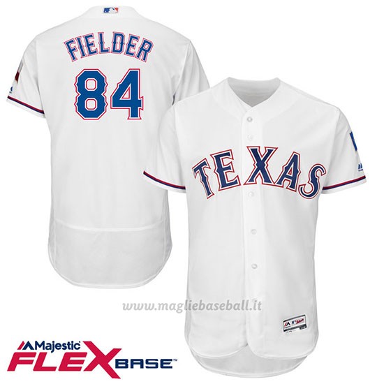 Maglia Baseball Uomo Texas Rangers Prince Fielder 84 Bianco Flex Base Autentico Collezione Giocatore